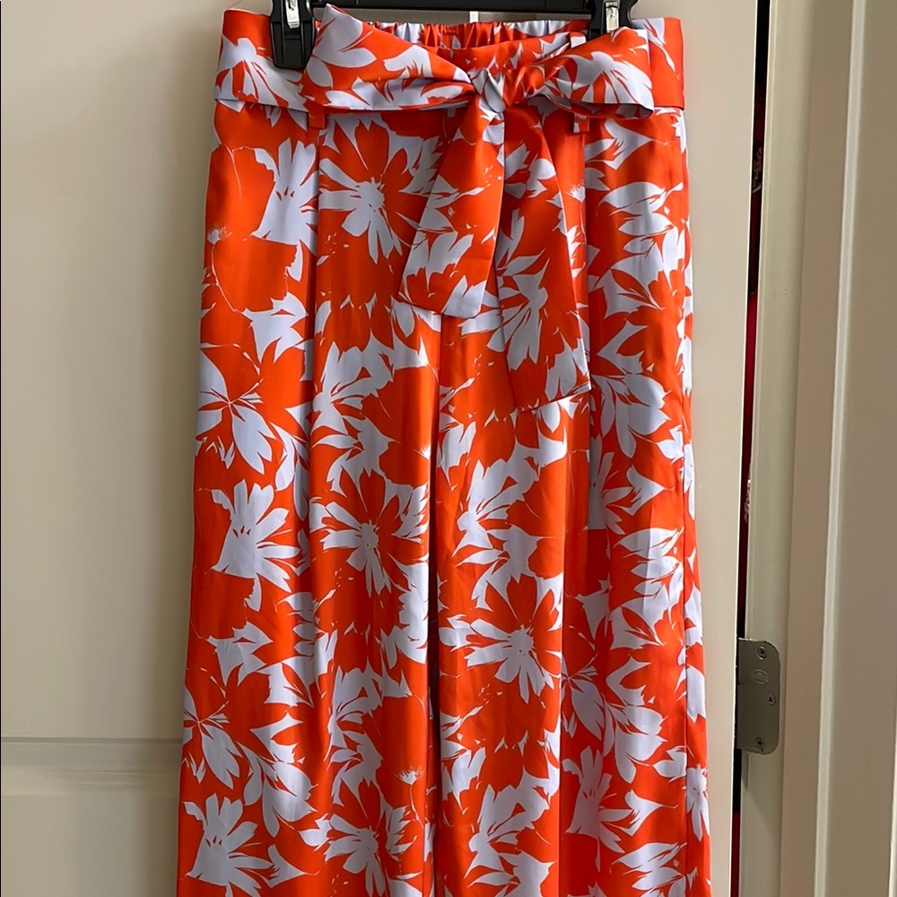 J. Crew Blue and Orange floral silk pants